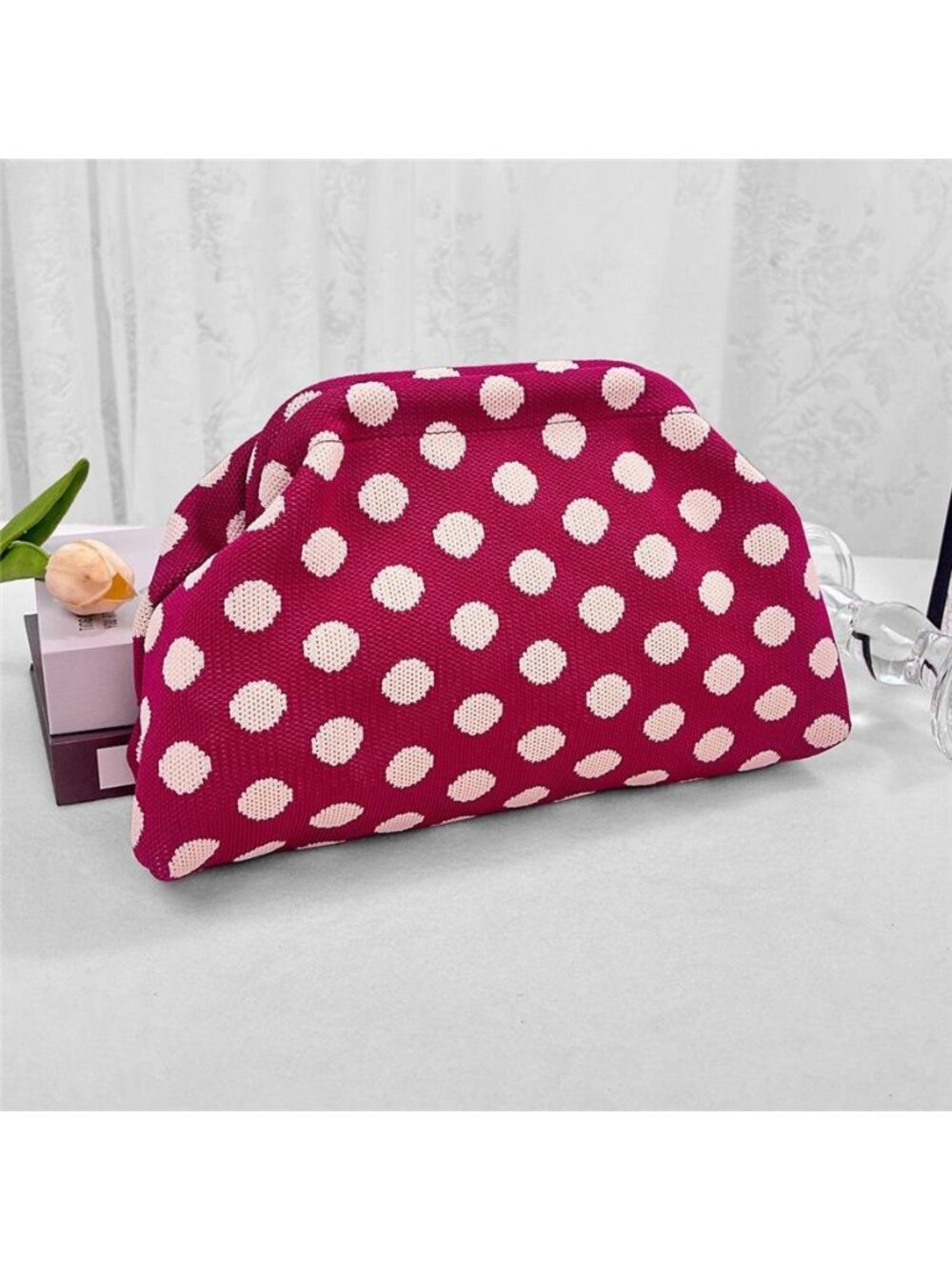 Polka Dot Knit Clutch